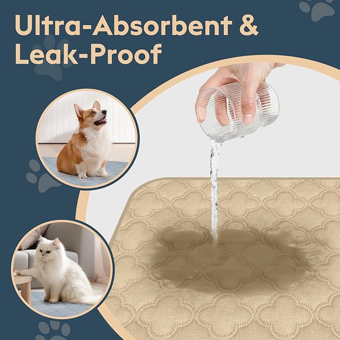 FunFurry Washable Pee Pads for Dogs - 4 Pack Reusable Pee Pads，Waterproof Puppy Pads，Pet Training Pads，Super Absorbent with Dog Paw Shape Non-Slip Backing (Cream, 18" X 24" - 4 Pack)