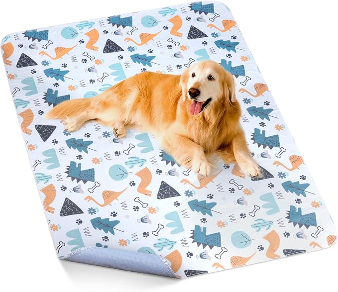 FURTIME Washable Pee Pads for Dogs, Super Absorbent, 1 Pack 60"x48" Blue | Super Absorbent Reusable Training Dog Pads, 100% Waterproof Non-Slip Dog Pee Pads Whelping Pads Dog Playpen Pads