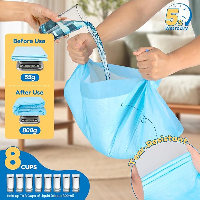 Extra Large Dog Pee Pads 28" x 34" - Barpor 5-Layer Super Absorbent Puppy Pads with Leak-Proof Quick-Dry & Fast-Edge Absorption, Disposable Dog Training Pads Anti-Slip, 100 Pack