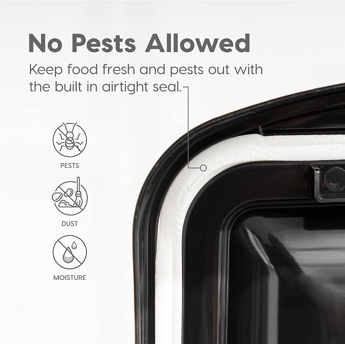 IRIS USA Dog Food Storage Container 50 lbs, with Removable Rolling Wheels, for Dog Cat Bird and Other Pets, Food Storage Bin, Keep Fresh, Made in USA, Pearl/Black