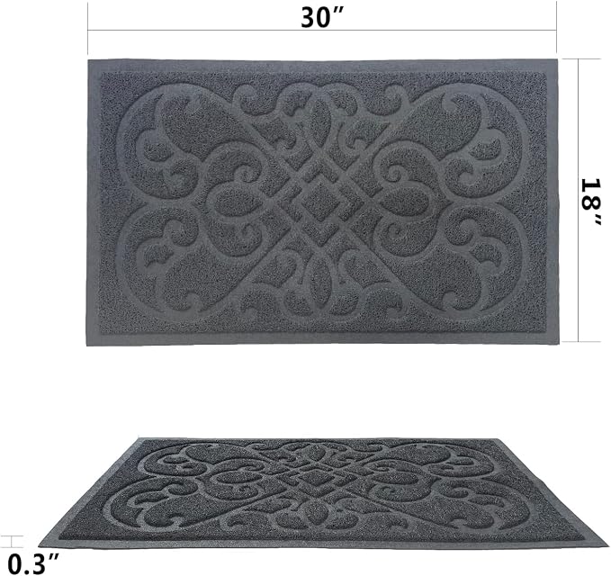 PetLike 2pk 30x18 inch Cat Litter Box Mat, Thick Kitty Litter Trapping Mat, Durable,Waterproof &Washable with Non-Slip Backing, Soft on Kitty Paws and Easy to Clean, BPA Free