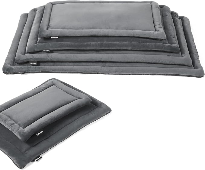 Allisandro Lightweight Waterproof Dog Bed Pad, 1.5" Thick Travel Mat for Crates, Kennels & Elevated Beds, Washable Non-Slip Sleeping Mat for Small to Large Dogs, 24 x 18 Inches, Dark Grey