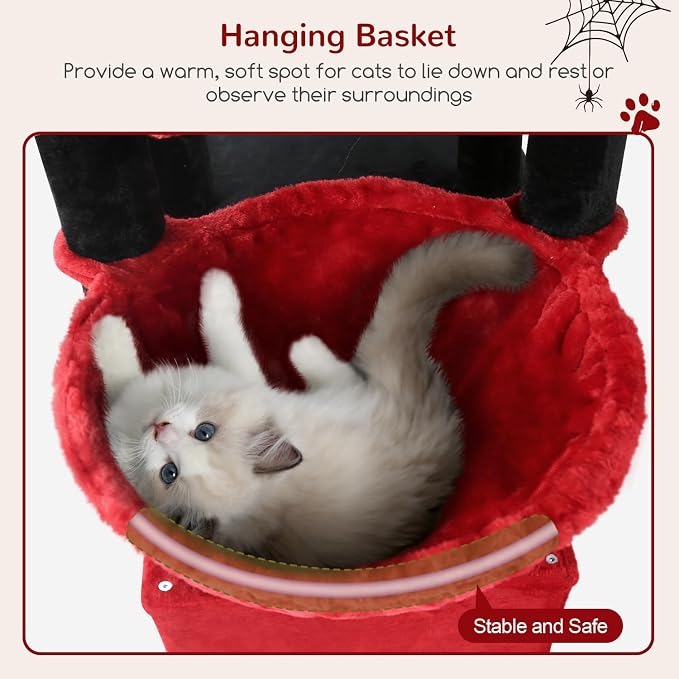 Globlazer Heavy Duty Cat Trees for Big Cats Maine Coon, F61, Blood-Goth | Gothic Cat Tower for Indoor Large Adult Cats with Scratching Post, Extra Large Top Perch, Cat Condos, 61inch