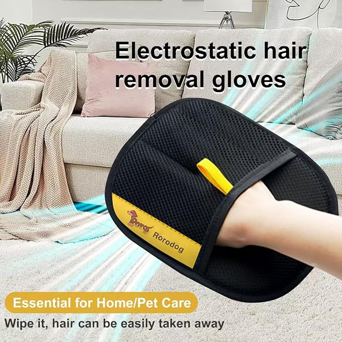3-Pack Magic Brush Pet Hair Removal Gloves with A Hair/Lint Removal Tool – Remove Cat/Dog Fur from Clothing, Furniture, Car Seats, Bedding & Carpet
