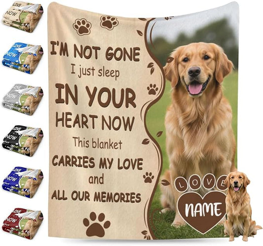 Nxwdwqa Personalized Dog Blanket Throws with Photos, Custom Pet Name Blanket, Dog Gifts for Pet Lovers, Customized Puppy Blanket for Adult Kid Birthday Christmas Fathers Mothers Valentines Gift