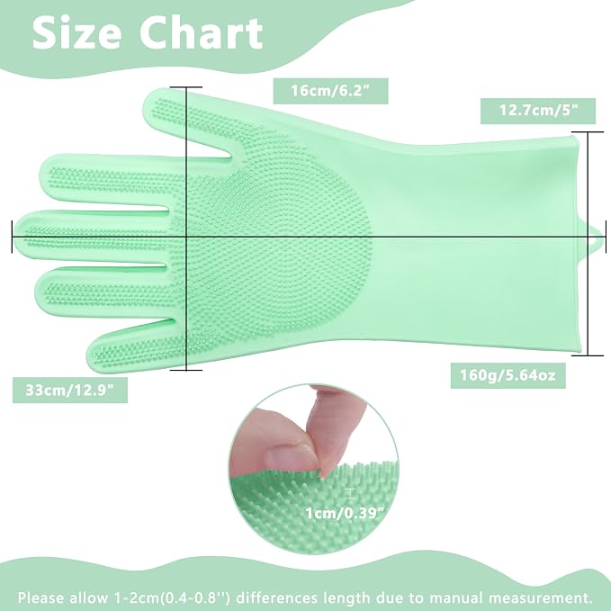 Pet Grooming Gloves—Dog Washing Gloves with High-Density Teeth | Dog Bath Scrubber with Enhanced Five Finger Design, Silicone Gloves for Dogs and Cats Bathing, Massage (Green)