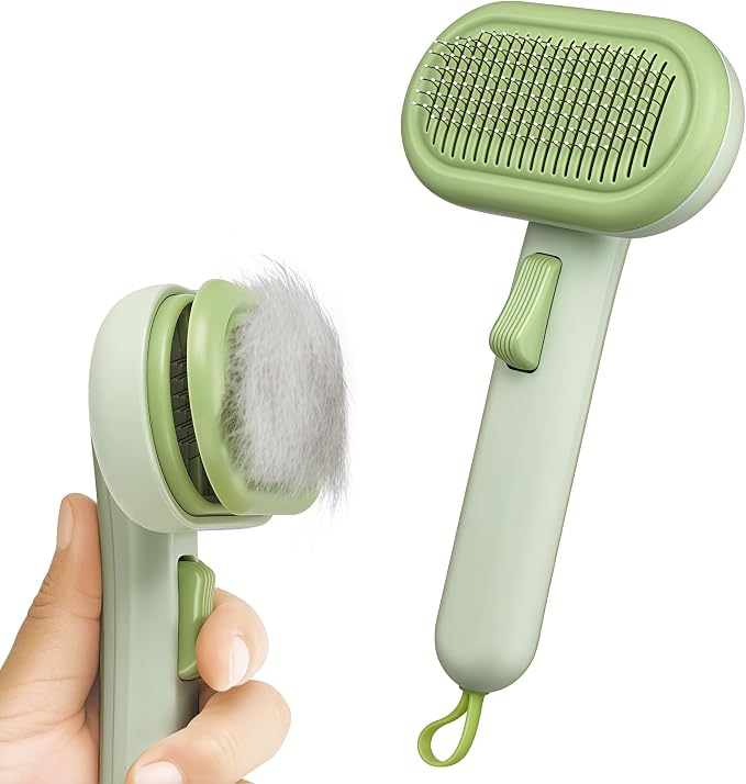 Cat Brush for Shedding, Grooming Comb for Shedding for Dog Kitten Massage Removes Loose Fur, Smooth & Detangling, Cat & Dog Grooming Brush for Short to Medium Length Fur Haired Pets, Green