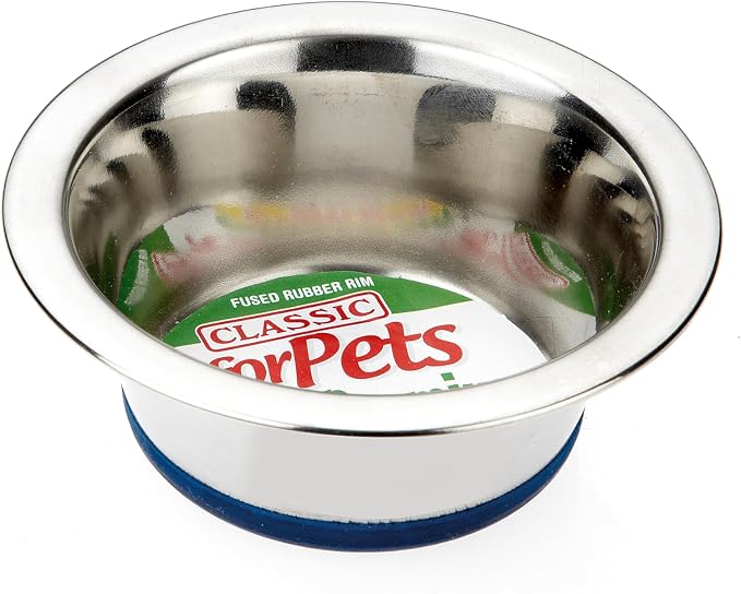 Classic Pet Products Non-Slip Stainless Steel Dish (400 ml - 135 mm, 5.25 inch Diameter Dog Bowl)