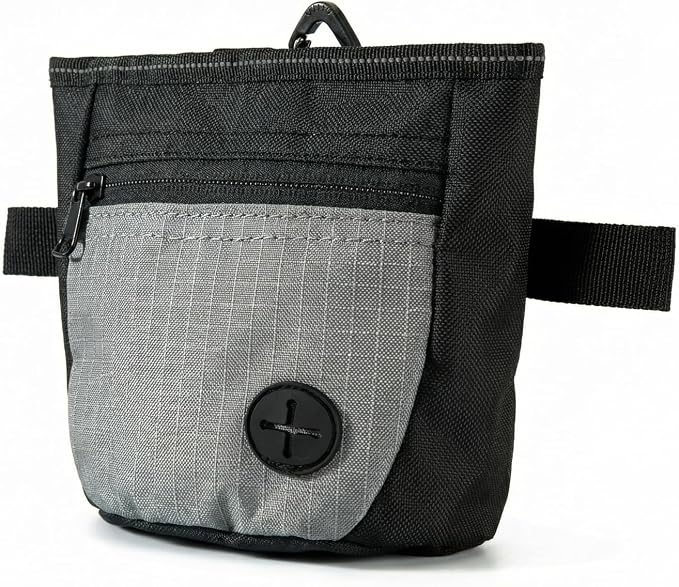 Dog Treat Pouch, Durable Training Tool for Pet Training & Puppy Training Treats (Black-Gray)
