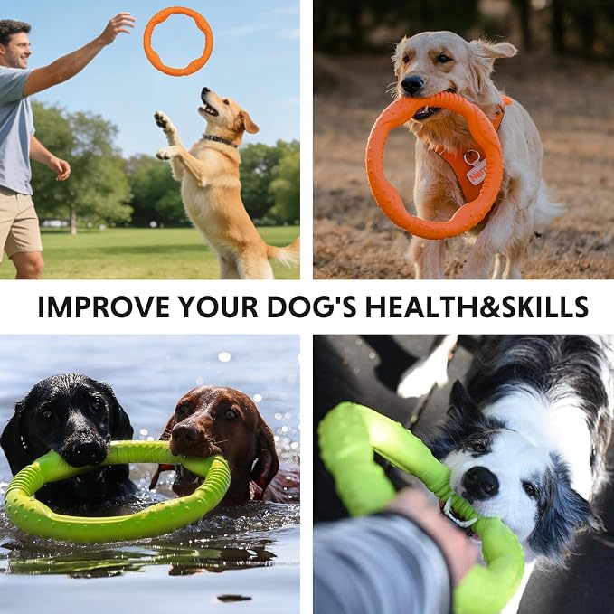 LaRoo Dog Ring Toy - Durable Flying Disc for Fetch, Water Floating & Training Tough, Chew-Proof Design for Aggressive Chewer Breeds, Easy-Throw Lightweight Frisbee for Medium/Large Dogs (Orange/30cm)
