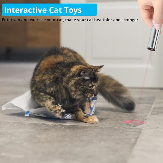 Waputne Cat Toy for Indoor Cats, USB Rechargeable Kitten Toys with 7 Adjustable Patterns, Interactive Chase Toys for Indoor Cats & Dogs, Training & Exercise Fun