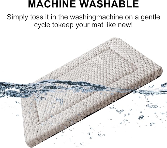Dog Bed Mat,Reversible & Ultra Soft Kennel Pad-Machine Washable Pet Bed for Dogs & Cats-All-Weather Crate Liner for Crates,Carriers & Travel (Light Gray, 18" L x 14" W x 1.5" Th)