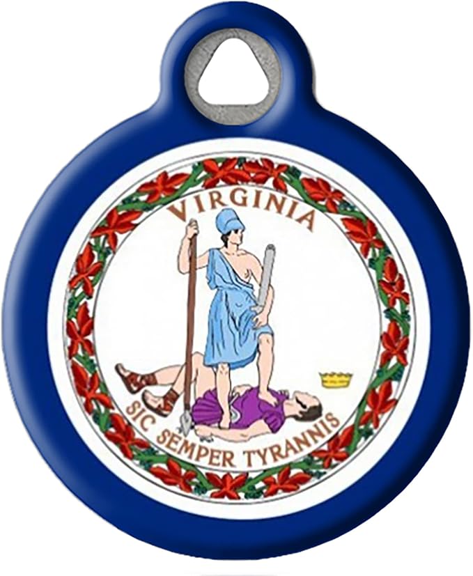 Personalized United States Flags Pet ID Tags for Dogs and Cats, Virginia Flag, Small