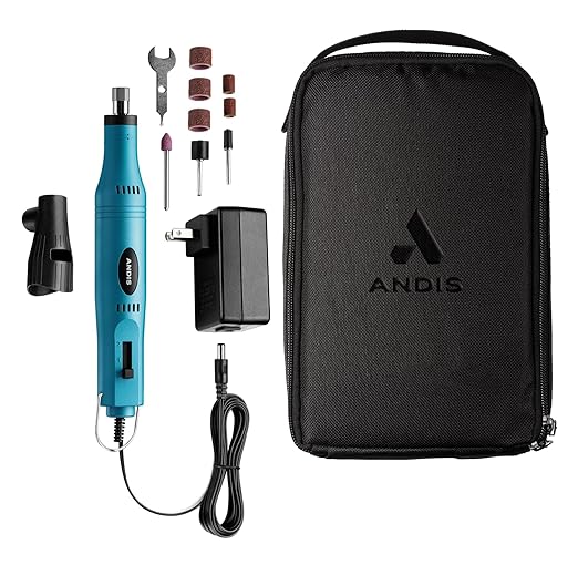 Andis 66820 EasyClip 2-Speed Pet Nail Grinder, Blue | All-in-one kit: drum attachments, sanding wheels, grinding stone, dog nail clipper alternative