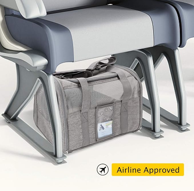 Refrze Cat Carrier for Large Cats 20 lbs, Medium Cat Under 25 lbs, Dog Carriers for Small Dogs, Soft Travel Pet Carrier for 2 Cats Small Dogs, Grey