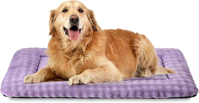Dog Bed Mat Crate Pad for Large Dogs, Dusty Purple, 42"x 28" | Washable Soft Pet Sleeping Mat, Anti-Slip Kennel Pad with 3D Bubble Pattern