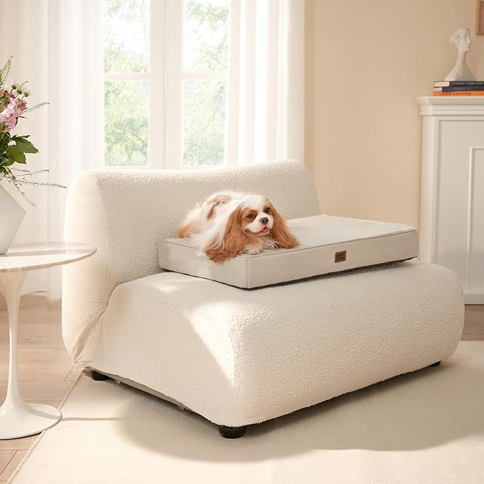 EHEYCIGA Orthopedic Dog Crate Beds for Medium Dogs, 30x20Inch, Beige | High Density Egg Crate Foam, Waterproof Liner, Washable Removable Cover, Non-Slip Bottom, Fits Crate, Floor and Sofa