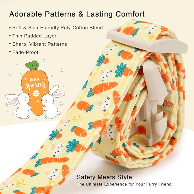 Easter Dog Collar for Giant Large Dogs - Cute Carrot Bunny Easter Collars for Boy Girl Dogs, Lightweight Adjustable Yellow Cartoon Holiday Dog Collar XL