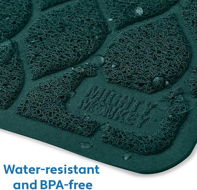 MIGHTY MONKEY Waterproof BPA Free Cat Litter Box Trapping Mat, Easy Clean Floors, Textured Backing, Soft on Sensitive Kitty Paws, Cats Accessories, Less Waste, Stays in Place, 24x17, Hunter Green