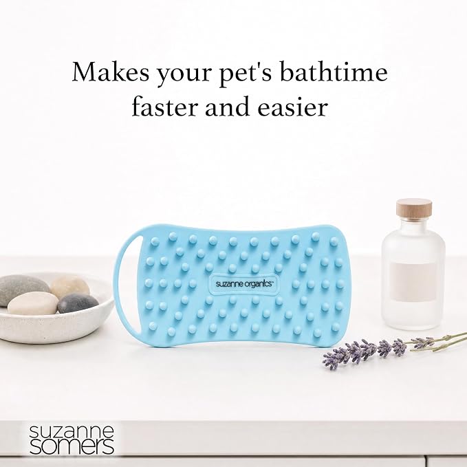 SUZANNE Organics Pet Brush - Professional Grooming Tool for Dogs & Cats - Gentle Firmness for Deshedding & Massaging - Designed for Use with SUZANNE Organics Pet Shampoo - Certified ToxicFree