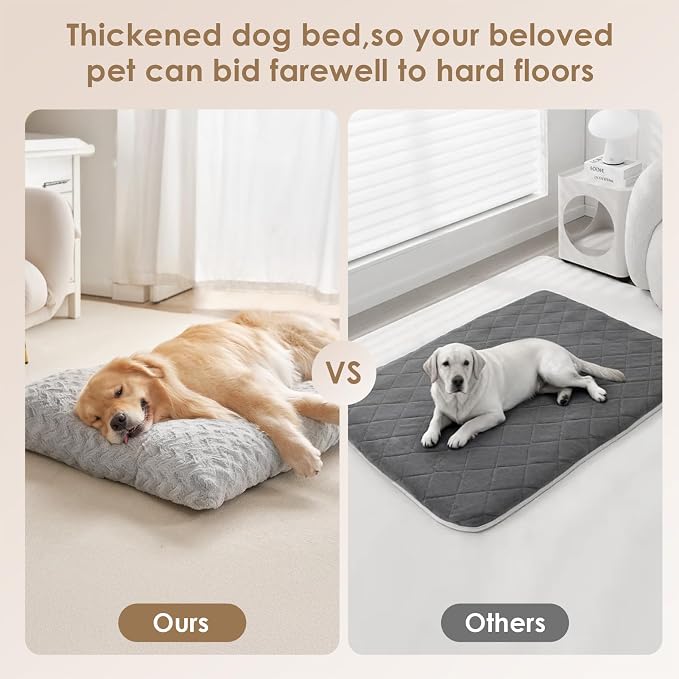 EHEYCIGA Washable Small Dog Bed for Crate 23x18 Inch, Kennel Pad for Puppy Up to 25 lbs, Plush and Comfy Pet Sleeping Mat, Grey