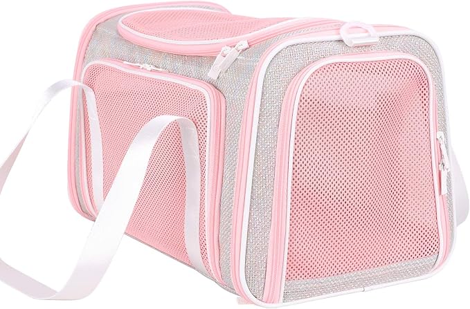 Soft Cute Travel Pet Carrier Bag for Medium Cats, Kitty and Puppy, Fantasy Pink, M