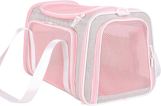 Soft Cute Travel Pet Carrier Bag for Medium Cats, Kitty and Puppy, Fantasy Pink, M