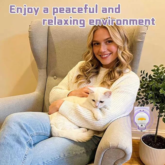 Cat Pheromone Calming Diffuser Kit 8 in 1 Calm Kit 2 Plug in + 6 Refills | 180 Days Supply Helps Reduce Stress-Related Behaviors Like Urine Spraying, Hiding, Scratching, Hissing
