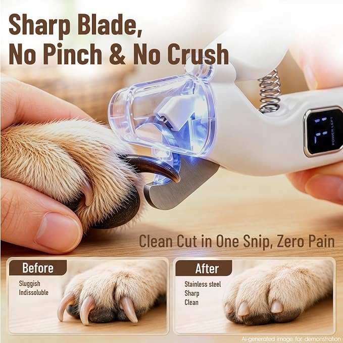 2-in-1 Dog Nail Clippers with LED Light, Rechargeable Pet Nail Grinder for Small Dogs & Cats, 4-Speed Quiet Painless Claw Trimmer with 2026 Upgraded Safety Guard to Avoid Overcutting