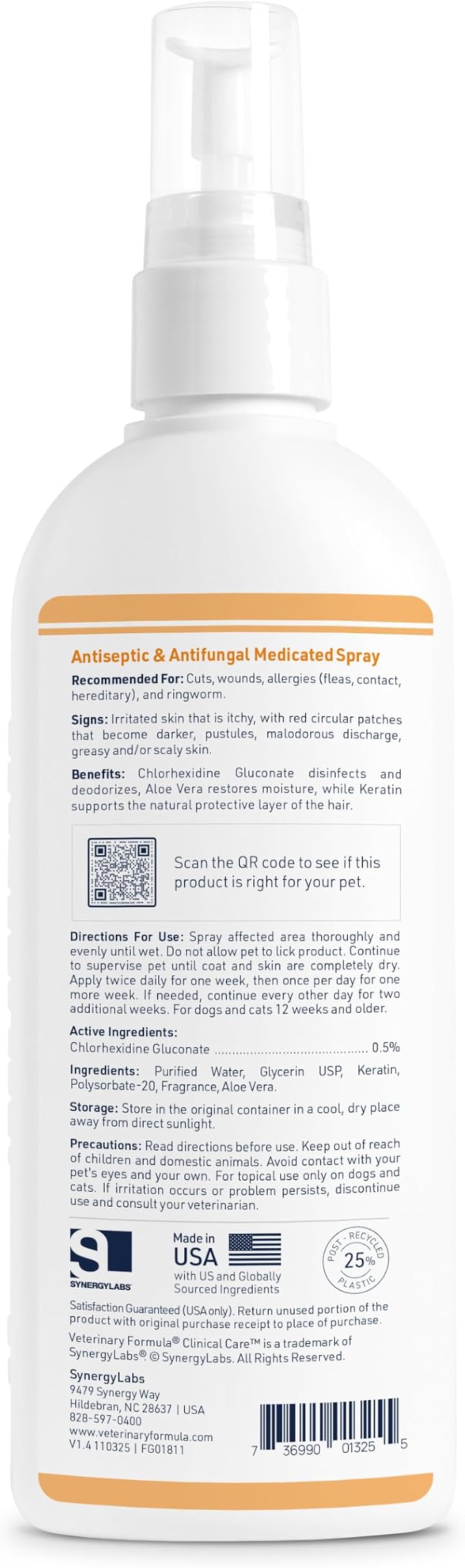 Veterinary Formula Clinical Care Antiseptic & Antifungal Spray, 8 fl oz | Helps Soothe Red, Scaly & Greasy Skin