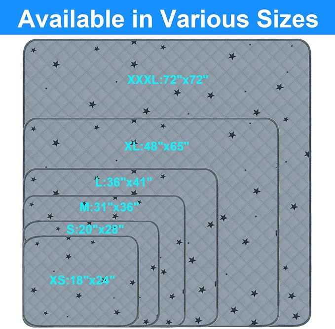RIOUSSI Reusable Pee Pads for Dogs, Puppies. Washable, Absorbent, Leakproof | Soft Material | Non-Slip Bottom | Ideal for Dog Potty Training | Gray Stars, 24"x36", 2-Pack