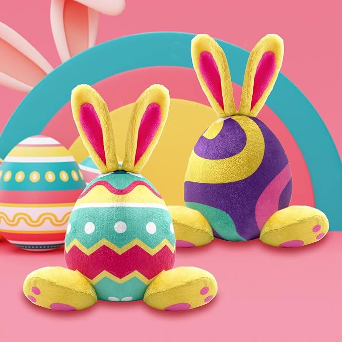2 Pack Easter Dog Toys, Plush Squeaky Dog Toys, Bunny Shape Stuffed Soft for Small Medium and Large Dogs - Yellow, Only Suitable for Pet Use