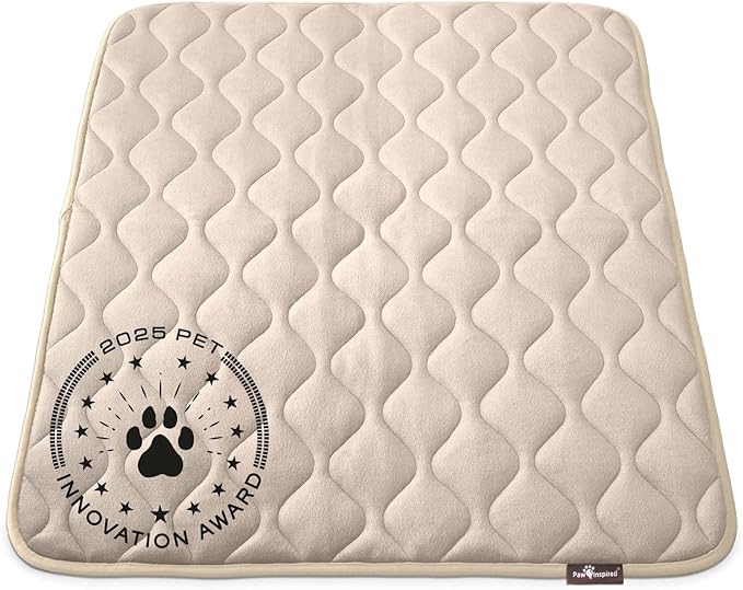 Paw Inspired Washable Padded Crate Mats for Dogs, Beige, 41x28 Inch | Fits 42-inch Kennels, Leakproof, Waterproof Bottom, Plush Dog Pad, Pet Bed