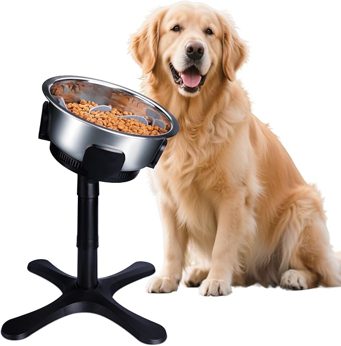 Elevated Adjustable Dog Bowl Feeding Stand, 3 Heights and Tiled Ajudst, Compatible with Moost Feeding Bowls, Great for Medium Large Dogs(Dog Food Bowl Stand 1 Pack)