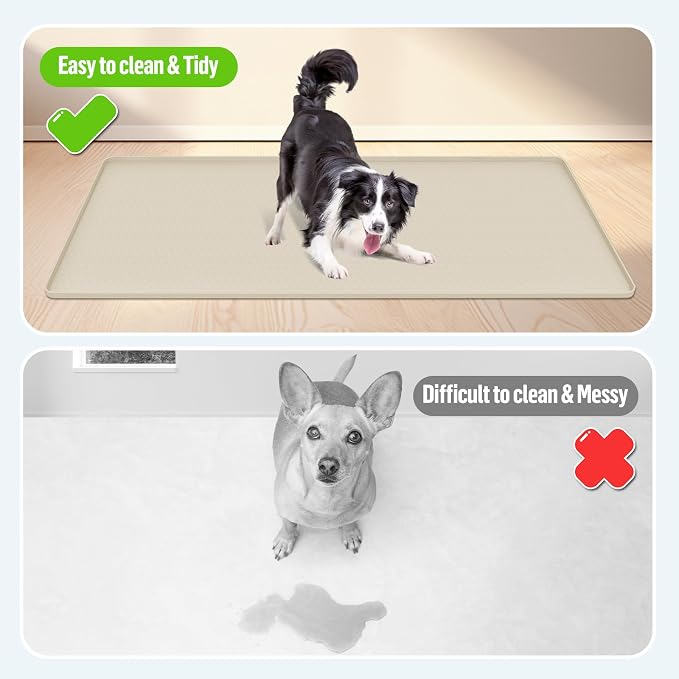 Pee Pad Holder for Dogs 51''x25.6'' Silicone Puppy Pee Pad Tray, Beige | Extra Large Dog Potty Tray Leak-Proof, High Edge, No Spill Training Pads for Floor Protection, No Pee Pads