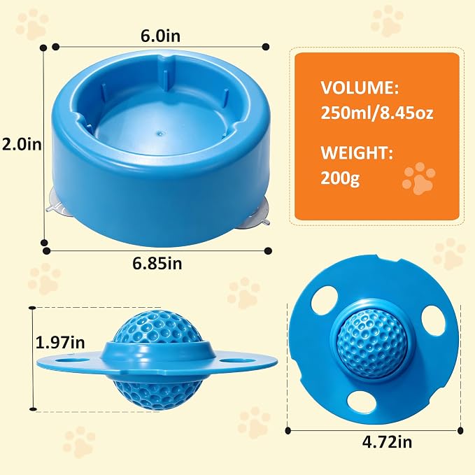 Slow Feeder Dog Bowls for Liquid Treat, Dog Enrichment Rolling Ball Lick Bowl, Non Slip Dogs Licking Bowl for Small Large Medium Breeds for Yogurt Bone Broth Food Dietary Supplement/Post-op Nutrition