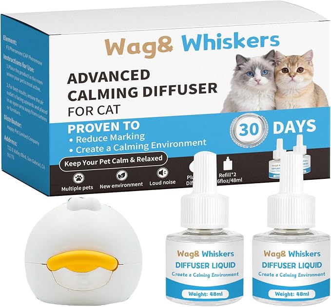 Cat Calming Diffuser, Pheromone Diffuser to Calm Cats, Cat Calming Spray, Stress Relief and Anxiety Relief for All Cats, Soothe Your Pet's Emotions, 3-in-1 Kit for Cats (1pc)