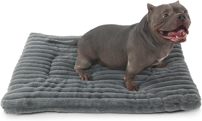 Dog Beds Crate Pad for Medium to Large Dogs Ultra Soft Dog Mat for Crate or Cage 36 Inch Washable and Anti-Slip Fluffy Flat Kennel Pad for Pets Cozy Sleeping Mattress Cushion,35" x 23",Grey