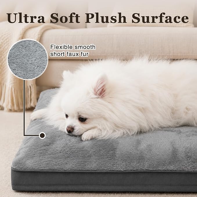 NUPIDA Waterproof Small Dog Bed for Crate with Washable Cover, 23x17, Grey | Cat Puppy Bed, TPU Waterproof Layer, Soft Plush Surface, Durable Oxford fabric, Non-Slip Bottom, For Small Breeds ≤20lbs