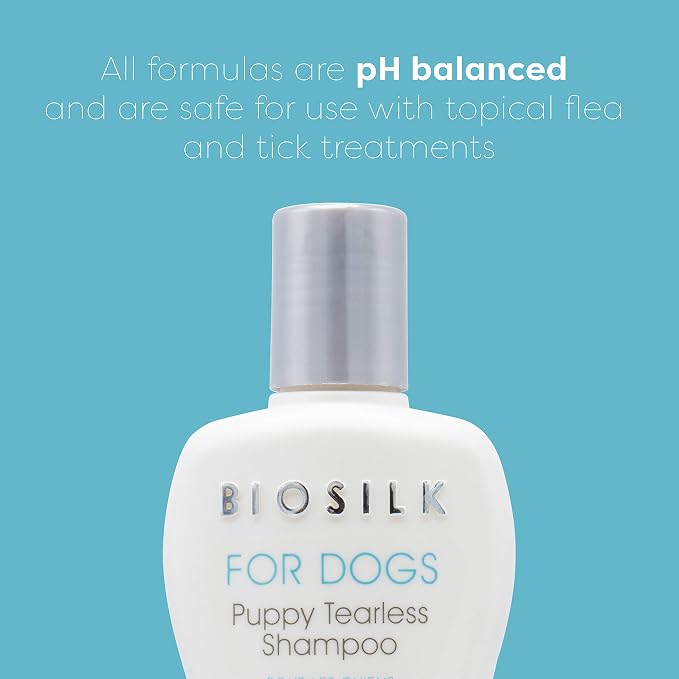 BioSilk for Dogs Puppy Tearless Shampoo Gentle Dog Wash Silk Proteins Paraben Sulfate Free Formula Cleans Conditions Coats Puppies and Dogs Made in USA 12 FL OZ 6 Pack Cruelty Free Made in USA