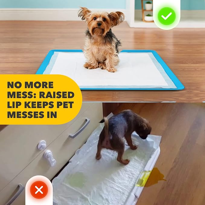 TidyFriend 2 Pack Dog Pee Pad Holder - Fits Up to 24” x 24” Pee Pad Holder for Dogs - Stable Grip, Soft Edges, Quick Wipe Silicone Surface Dog Pad Holder for Indoor Flooring Protection (Dark Blue)