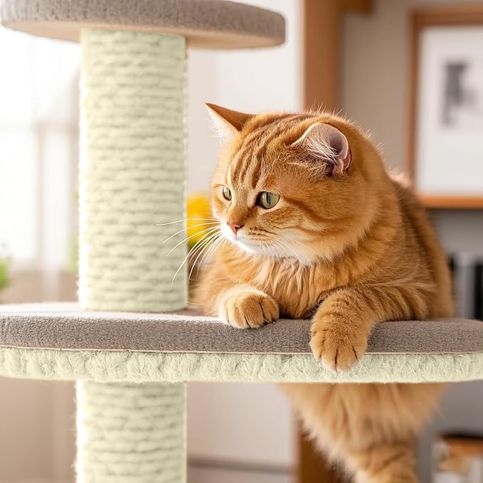 Sisal Rope for Cat Scratcher 1/4" 50 Ft Cat Tree Twine for Repairing Cat Scratching Post Replacement DIY Hemp Rope for Carpet Mat, Pet, and Crafts Gardening Home Decorating
