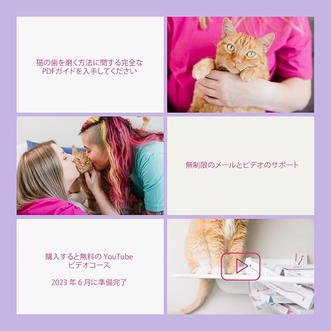 RYERCAT Lavender Dual Sided Cat Toothbrush - Only 8mm Wide to fit into Cat's Mouth - Cat Dental Supplies