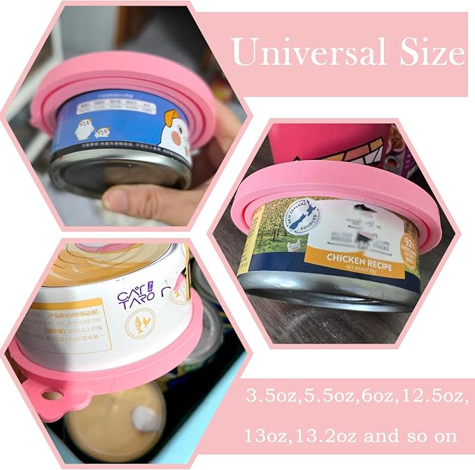 Original Canned Dog Food Storage Container | Wet Food Can Opener Spoon | Silicone Pet Can Lid | BPA Free, Airtight, Dishwasher & Freezer Safe(Pink)
