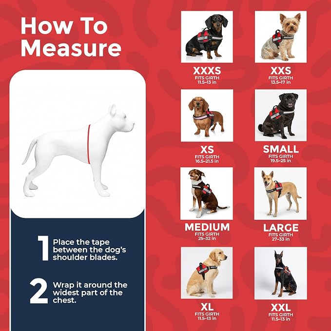 Industrial Puppy Service Dog Vest Harness - Durable & Adjustable Vest for Dog with Reflective Straps, Removable Patches, 50 ADA Cards, Handle & D-Ring, Travel and Daily Use,Bright Red, Small 19.5"-25"