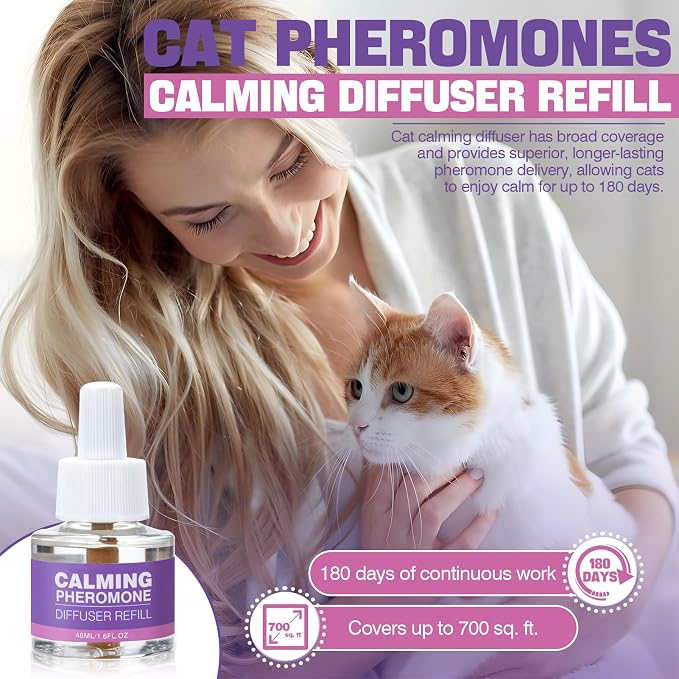Cat Pheromones Calming Diffuser Refill 6 Pack Multicat Pheromone Diffusers | Relieve Anxiety Stress Reduce Spraying Stress Fighting and Scratching for Cats Calm 48ml Fit All Common Diffusers Plug In