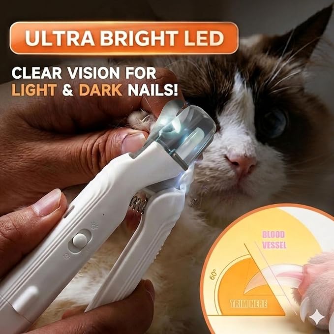 2-in-1 Dog Nail Grinder & Dog Nail Clippers Trimmers for Large Medium Small Dogs Cats Pets Claw Trimmer with LED Lights (White)