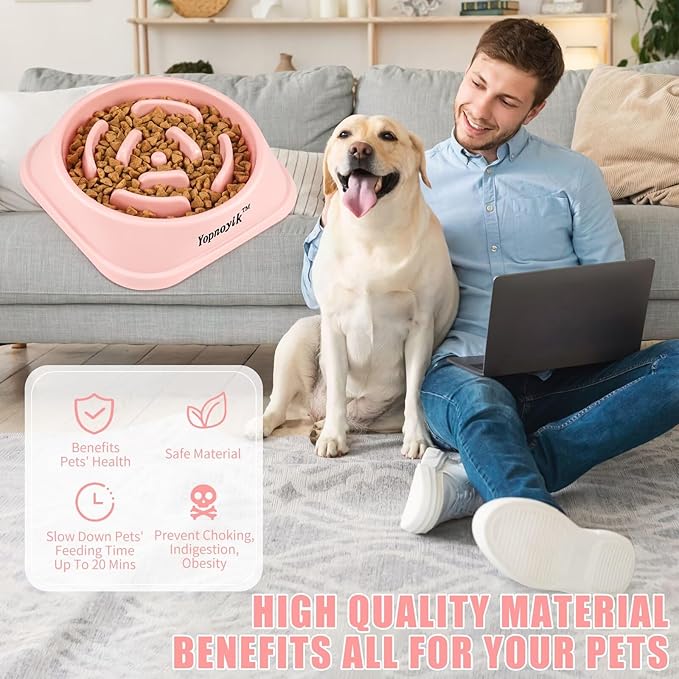 Yopnoyik Slow Feeder Dog Bowls for Healthy Eating, Non-Slip and Anti-Choking Design, Reduces Bloating & Overeating for Large Dogs, Easy to Clean