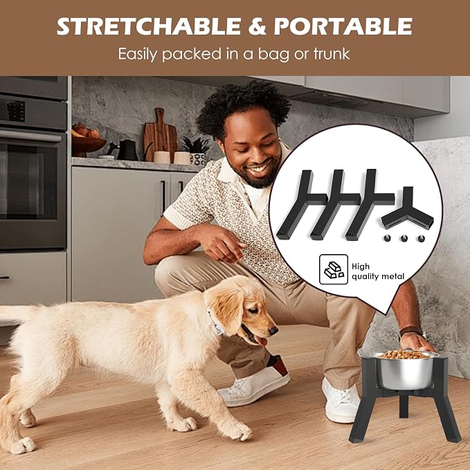 Elevated Dog Bowl Stand for Small Dogs, Adjustable Width 5.9-8.7", Raised Dog Food Water Bowls Holder, Bowl Not Included