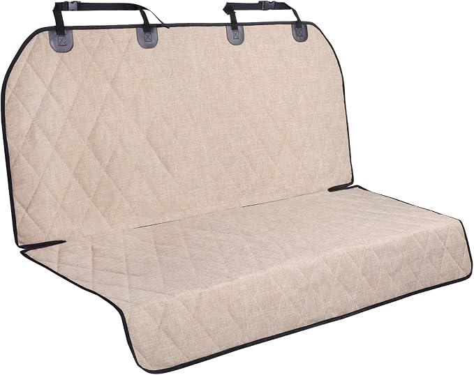 VIVAGLORY Dog Seat Covers, Dog Backseat Cover Pet Bench Protectors with Anti-Slip Backing, Back Seats Cover Rear Seat Covers Car Seat Cover for Dogs, Heather Khaki, 46" L * 52" W | Backseat Cover for Car Suv & Truck, Back Rear Backseat Bench Protector